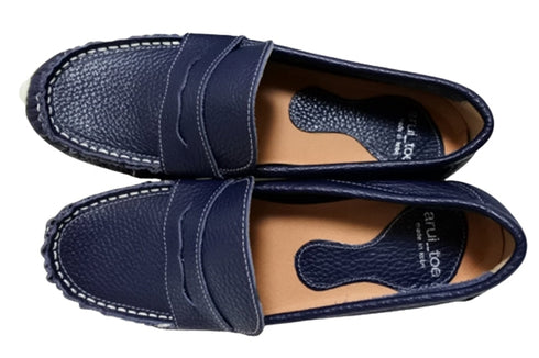 【arui_toe 39512 ネイビー】本革コンフォートローファー